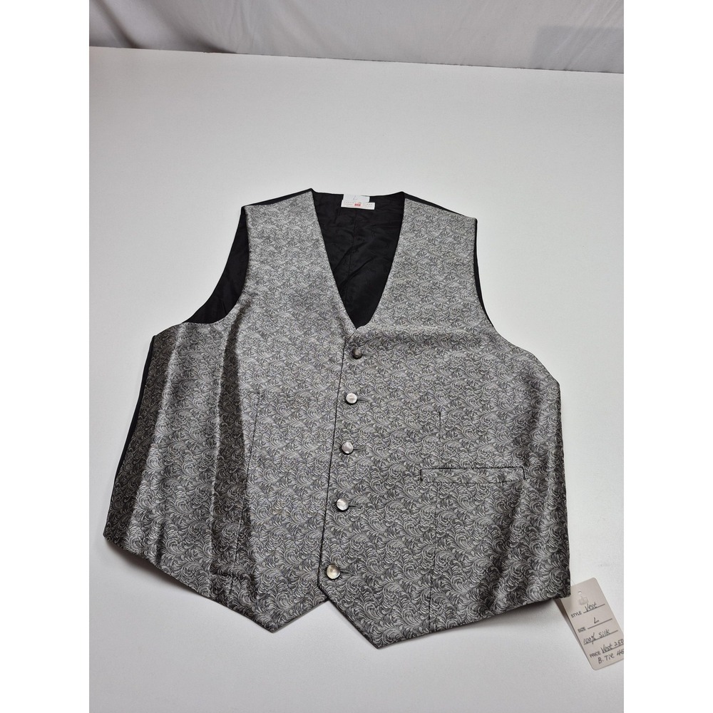Carrot & Gibbs Vest Mens L Gray Paisley 100% Silk Tuxedo Formal Wedding USA
